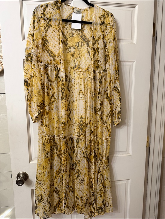 Turquoise Haven Dresses & Skirts - Yellow Snake-Print Tiered Maxi Dress